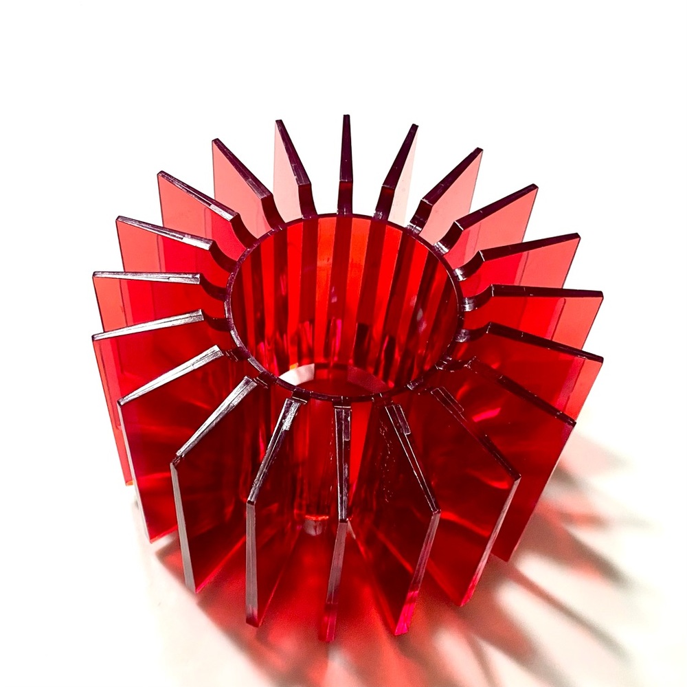 MCM votive candle holder red acrylic mid mod 60’s Trimo lucite